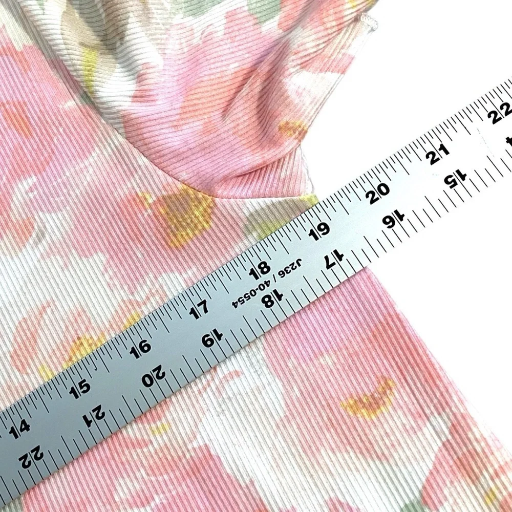 Flora Nikrooz Fine Ribbed Pink Floral‎ Scoop Neck Nightgown Sleep Shirt Small